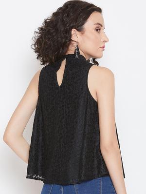 turtle neck floral laced top - 16658299 - Standard Image - 3