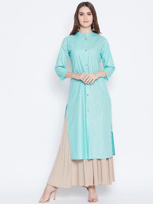 foil print high-slit kurta - 16658384 - Standard Image - 1