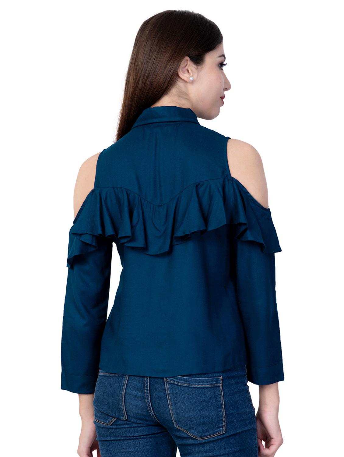 cold shoulder ruffle detail top - 16658508 - Zoom Image - 3