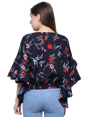tie front bell sleeved top - 16658523 - Standard Image - 3