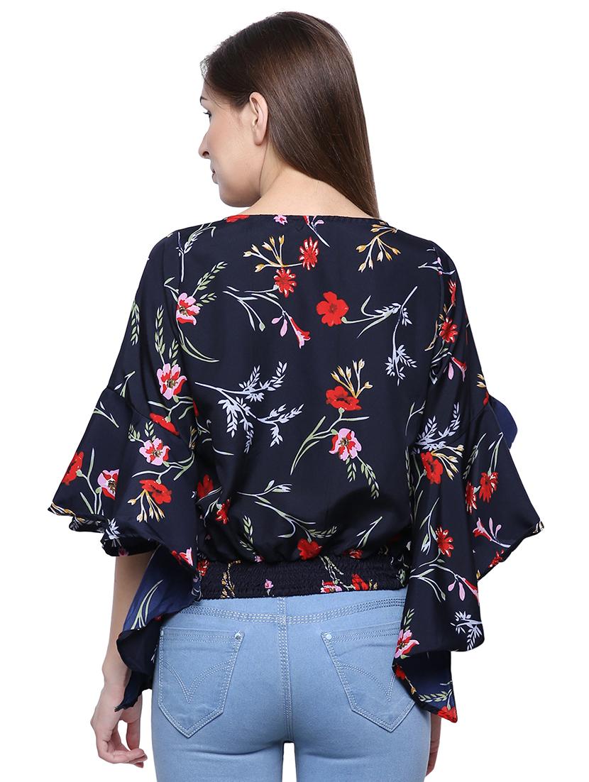 tie front bell sleeved top - 16658523 - Zoom Image - 3