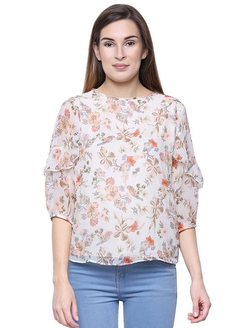 boat neck floral top - 16658528 - Standard Image - 1