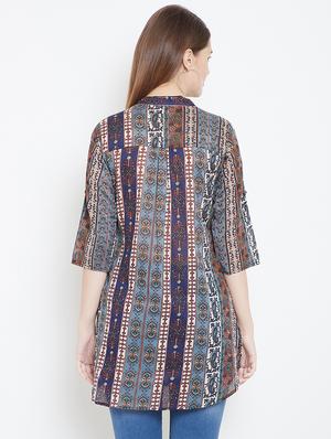 mandarin neck roll up sleeved tunic - 16658587 - Standard Image - 3
