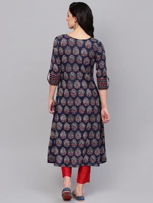 color block flared kurta - 16659116 - Standard Image - 3