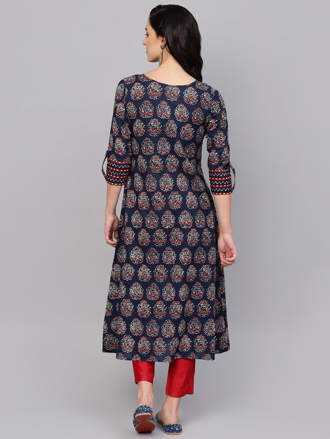 color block flared kurta - 16659116 - Zoom Image - 3