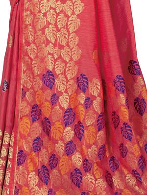 foil print woven saree with blouse - 16659145 - Standard Image - 3