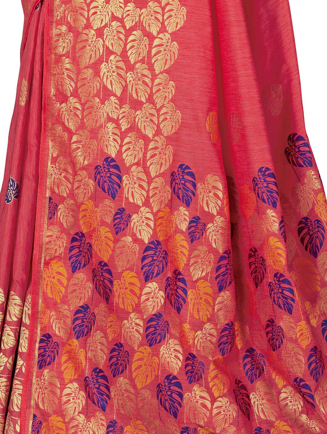 foil print woven saree with blouse - 16659145 - Zoom Image - 3