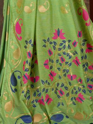 foil print woven saree with blouse - 16659148 - Standard Image - 3