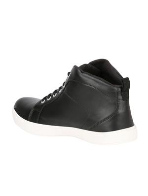 black leatherette lace up sneakers - 16659195 - Standard Image - 3