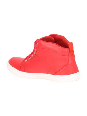 red leatherette lace up sneakers - 16659198 - Standard Image - 3