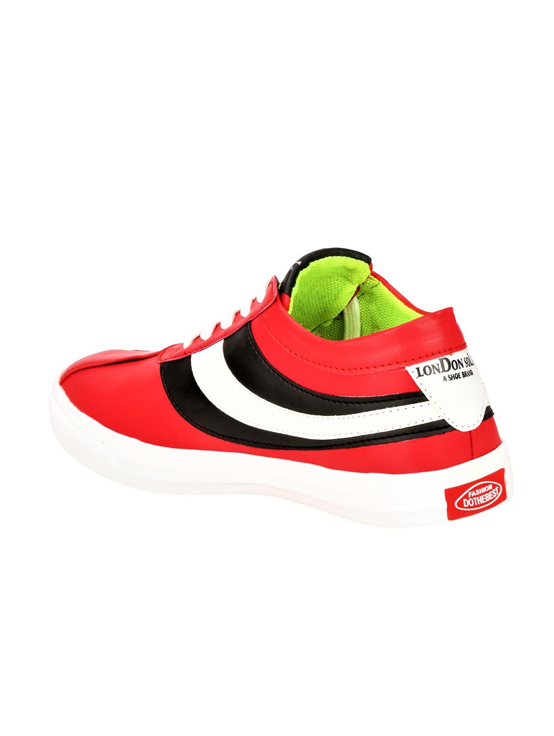 red leatherette lace up sneakers - 16659212 - Zoom Image - 3