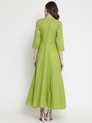 soild flared angrakha kurta - 16659216 - Standard Image - 3