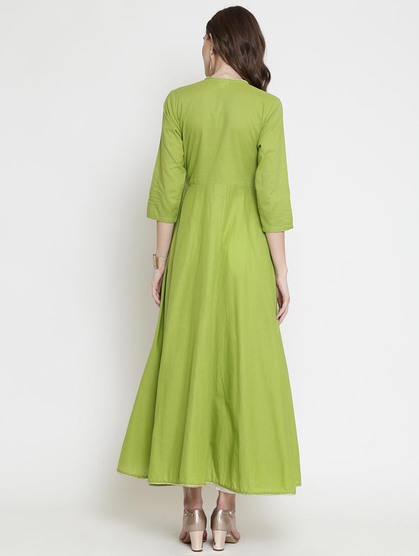soild flared angrakha kurta - 16659216 - Zoom Image - 3