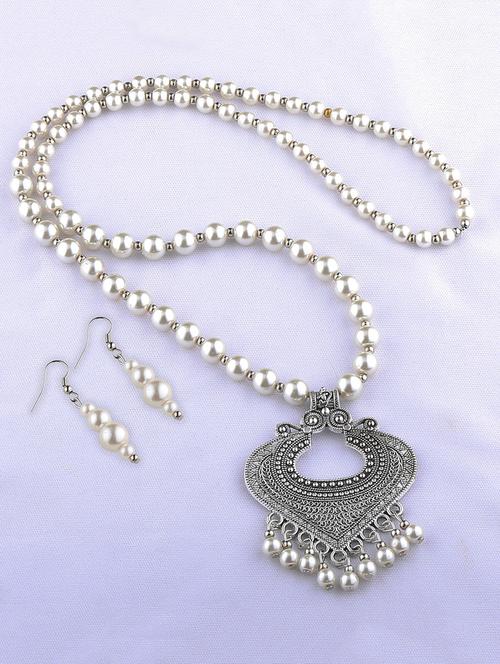 silver plated long necklace - 16659278 - Very Small Image - 1