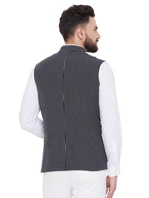 black striped nehru jacket - 16659372 - Standard Image - 3