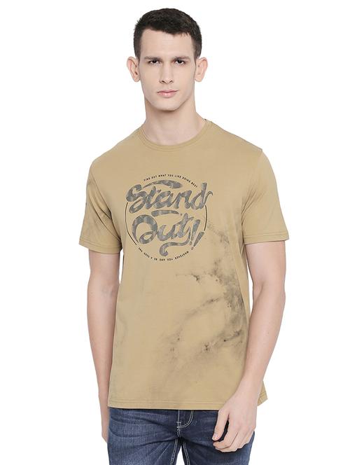 beige front print t-shirt - 16659459 - Standard Image - 1