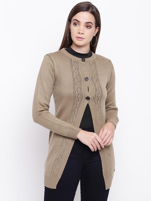 round neck long sleeved cardigan - 16660121 - Very Small Image - 1