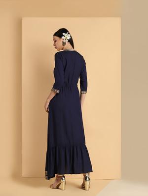 embroidered a-line kurta - 16660358 - Standard Image - 3