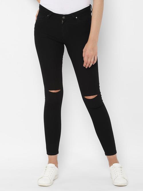high rise knee slit jeans - 16660971 - Very Small Image - 1