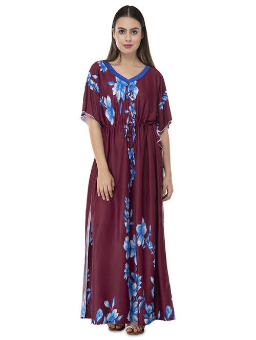kaftan sleeved floral nighty - 16661062 - Standard Image - 1