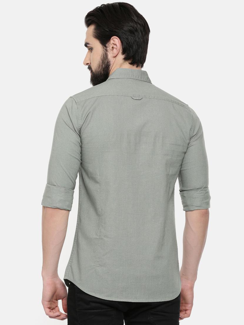 grey solid casual shirt - 16661112 - Zoom Image - 3