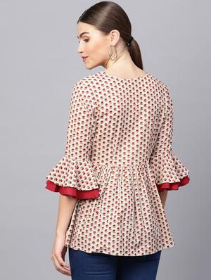 bell sleeved floral wrap top - 16662030 - Standard Image - 3