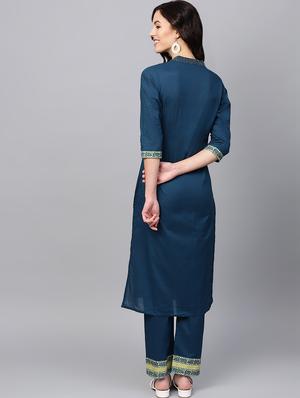 solid kurta palazzo set - 16662034 - Standard Image - 3