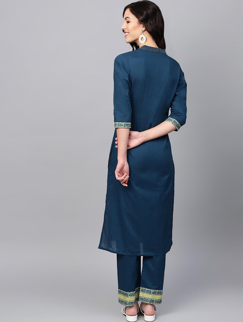 solid kurta palazzo set - 16662034 - Zoom Image - 3