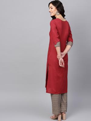 solid kurta palazzo set - 16662042 - Standard Image - 3