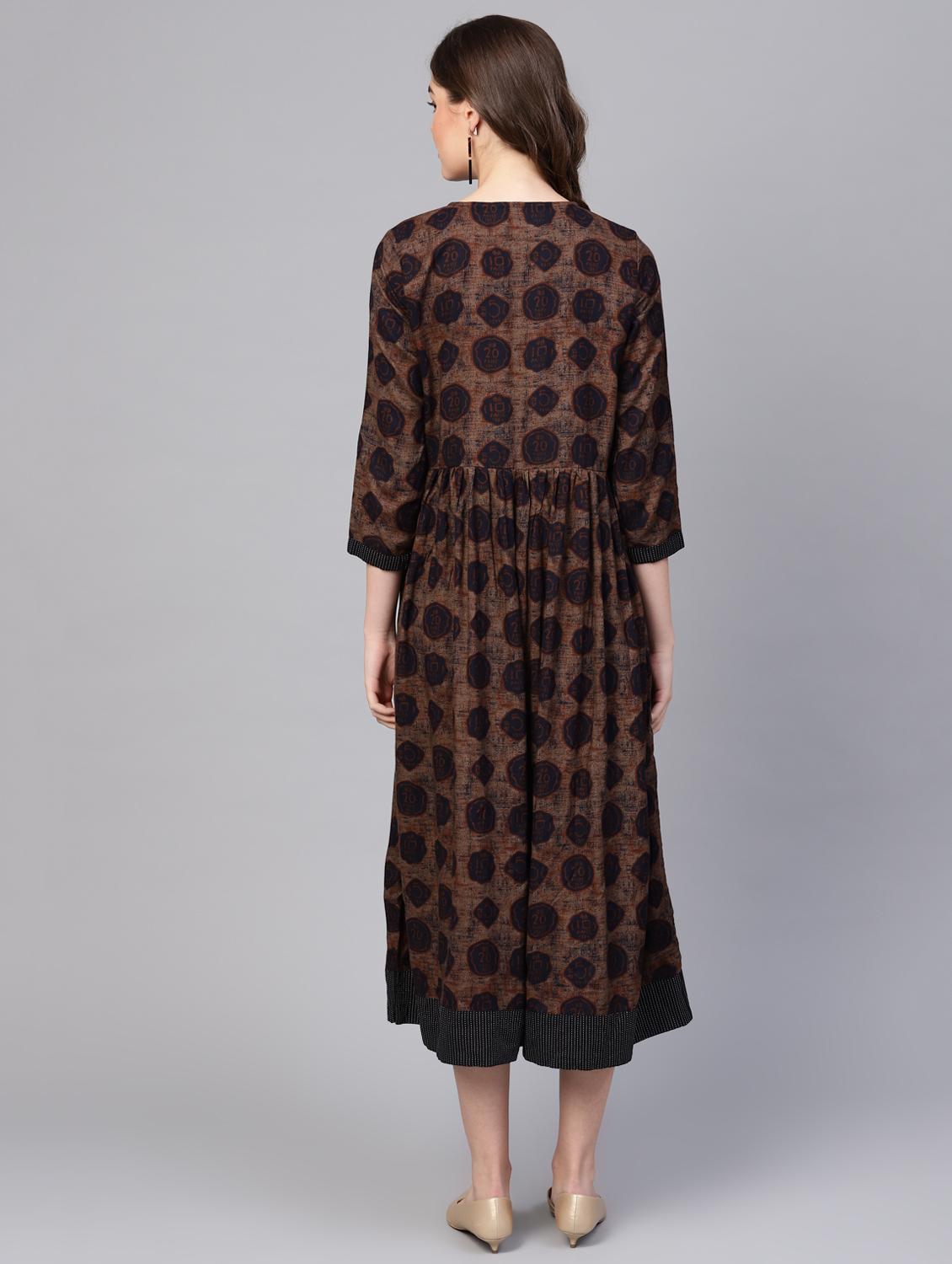 round neck gathered a-line dress - 16662305 - Zoom Image - 3