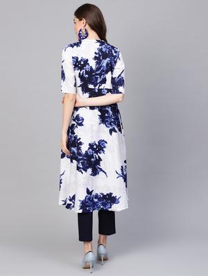 floral print flared kurta - 16662330 - Standard Image - 3