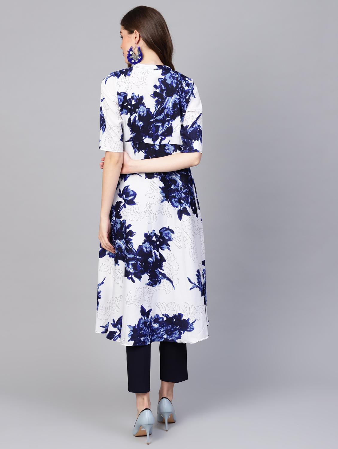 floral print flared kurta - 16662330 - Zoom Image - 3