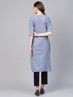 solid straight kurta - 16662339 - Standard Image - 3