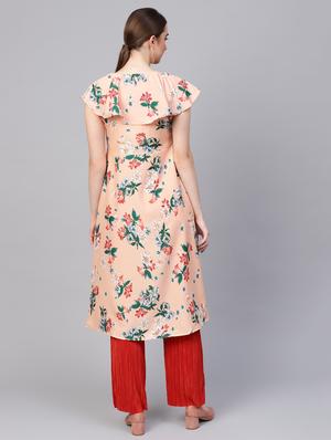 floral print a-line layered kurta - 16662380 - Standard Image - 3