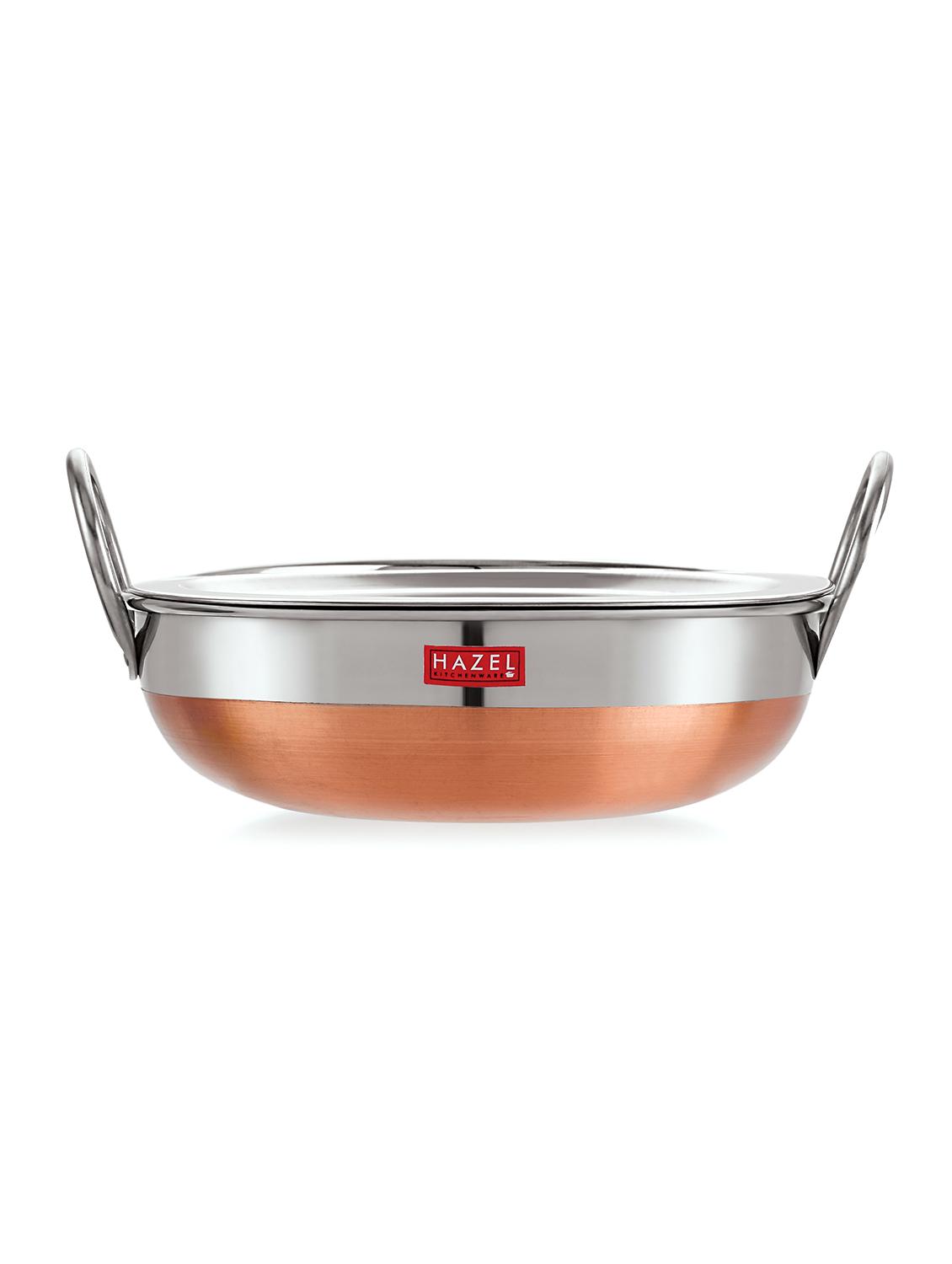 stainless steel kadai with copper bottom and lid - 16662424 - Zoom Image - 3