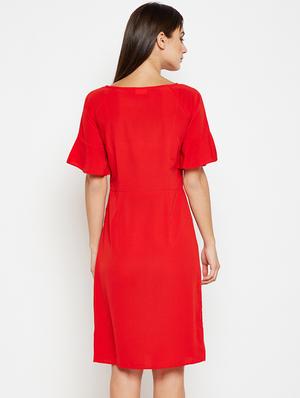 boat neck bell sleeved wrap dress - 16662688 - Standard Image - 3