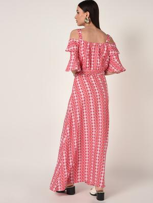 cold shoulder bell sleeved maxi dress - 16662806 - Standard Image - 3