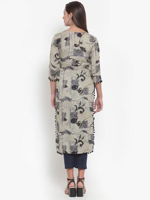 floral print straight kurta - 16663047 - Standard Image - 3