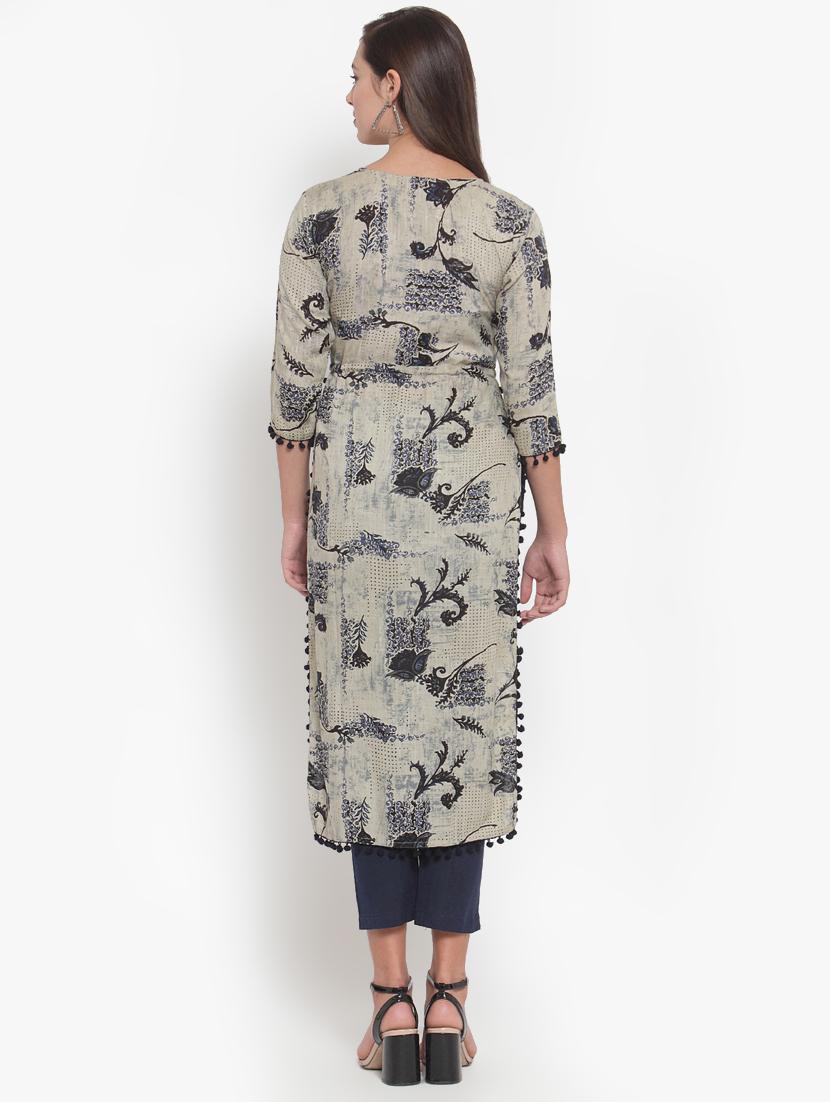 floral print straight kurta - 16663047 - Zoom Image - 3