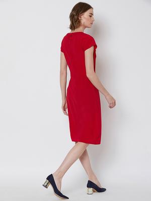 round neck flared sheath dress - 16663074 - Standard Image - 3