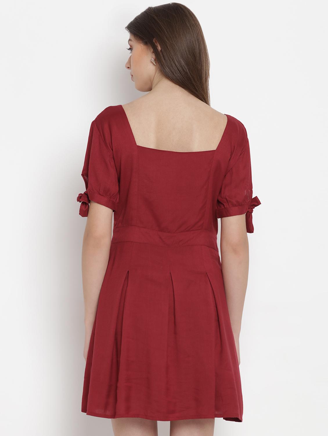 side tie up sleeved a-line dress - 16663172 - Zoom Image - 3