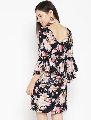 bell sleeved floral shift dress - 16663607 - Standard Image - 3