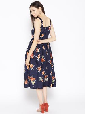 gathered detail floral fit & flare dress - 16663623 - Standard Image - 3