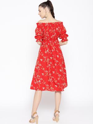 tie knot detail floral off shoulder dress - 16663627 - Standard Image - 3