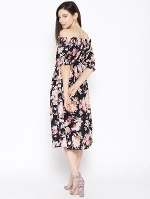 tie knot detail floral off shoulder dress - 16663628 - Standard Image - 3