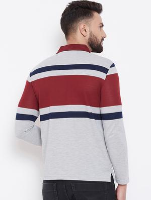 grey striped polo t-shirt - 16663713 - Standard Image - 3
