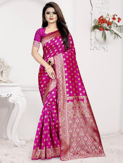 zari work banarasi saree with blouse - 16663809 - Standard Image - 1