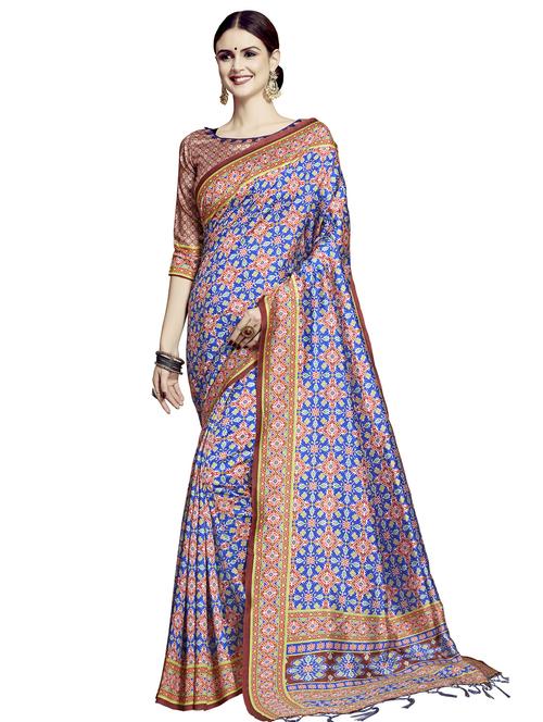 printed patola saree with blouse - 16664046 - Standard Image - 1
