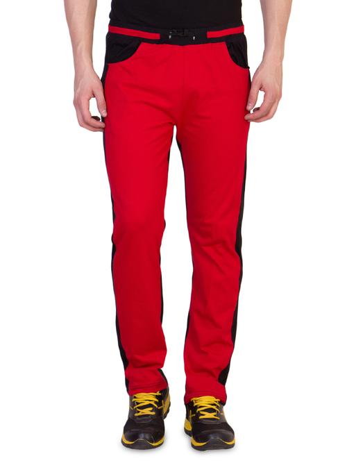 red color block full length track pant - 16664673 - Standard Image - 1