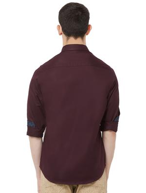 maroon solid casual shirt - 16664751 - Standard Image - 3